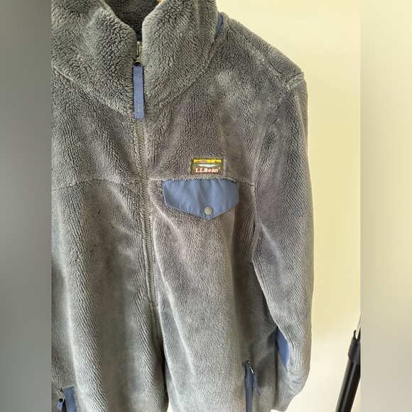 LL BEAN Women’s Small High Pile Full Zip Fleece Jacket Elbow Pads Gray - Picture 5 of 7